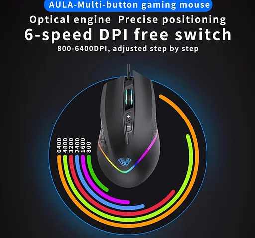 Игровая мышь Aula F-805 Black USB 7 keys 6400dpi - фото 10