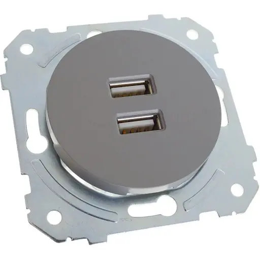 Розетка Brille WB-2USB Grey (42-292) - фото 4