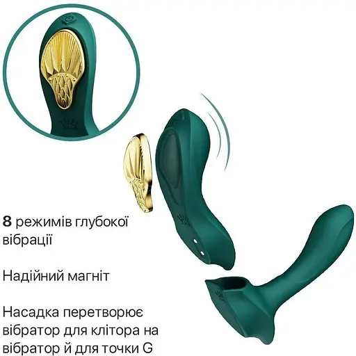 Смарт-вибратор в трусики Zalo AYA Turquoise Green насадка и пульт ДУ - фото 4