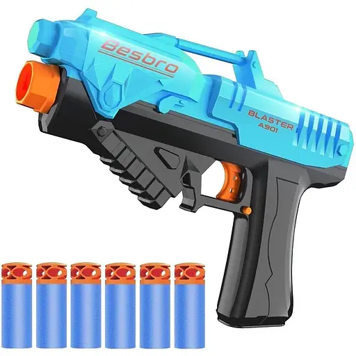 Іграшковий пістолет Besbro Toy Blaster Dart Gun з пінними дротиками - сірий
