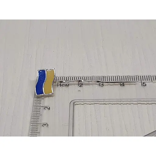 Срібний значок Астор Прапор України з емаллю. 9172533Р - фото 3