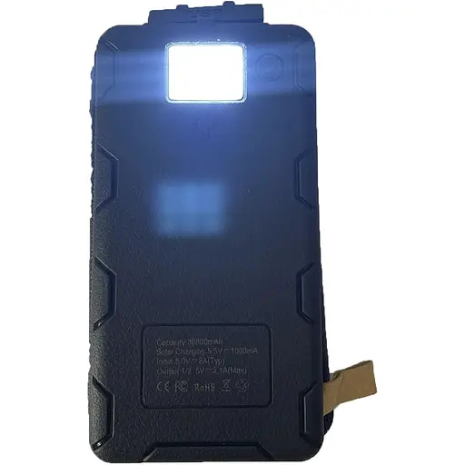 Повер банк с солнечной панелью на 36800 mAh. Универсальная мобильная батарея с фонариком - фото 5