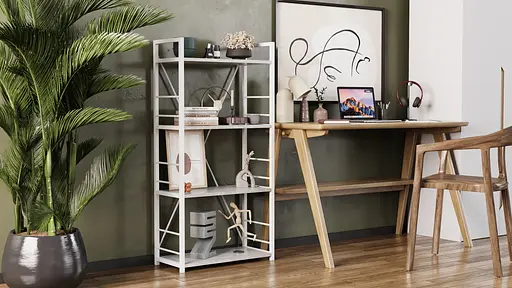 Етажерка 4/60 Ferrum-decor Серії Коннект 120x60x28 білий ДСП Бетон 16мм (FRD-105528) - фото 3