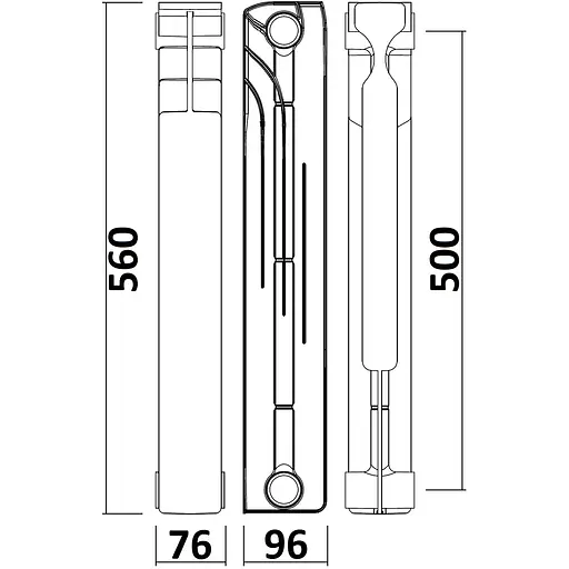 Радіатор біметалевий секційний Gallardo BIHOT 500/96 (16276) - фото 3