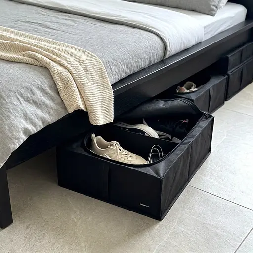 Кофр ORGANIZE для зберігання взуття та речей на 2 відділи 50*41*18 см (чорний) - фото 6