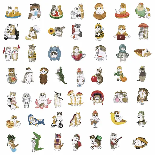 Стікерпак Смішні котики Набір наклейок GeekLand Funny cats 50 штук - фото 2