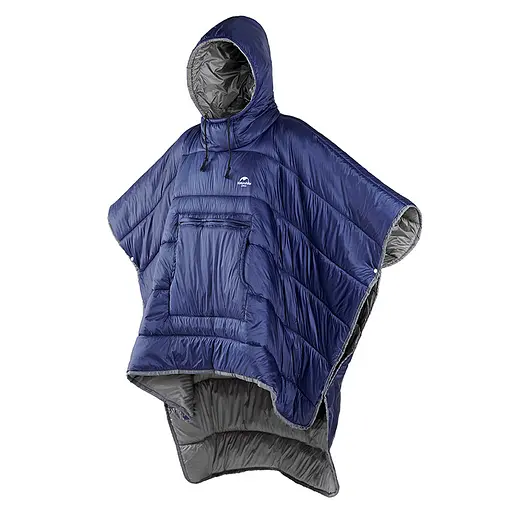 Спальный мешок пончо Naturehike NH18D010-P Hollow cotton (Синий)