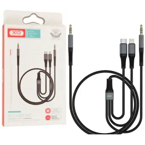 Кабель XO NB178C 3 в 1 аудио адаптер кабель DC3.5 TO DC3.5 Черный - фото 1