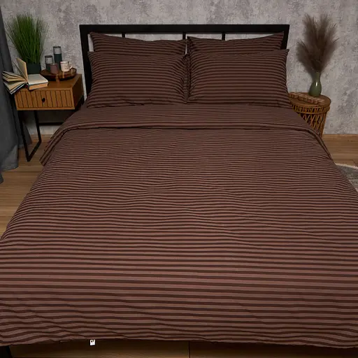 Комплект постельного белья Moon&Star Бязь Gold Люкс Espresso Lines King Size 220x240 наволочки 4х50х70 - фото 2