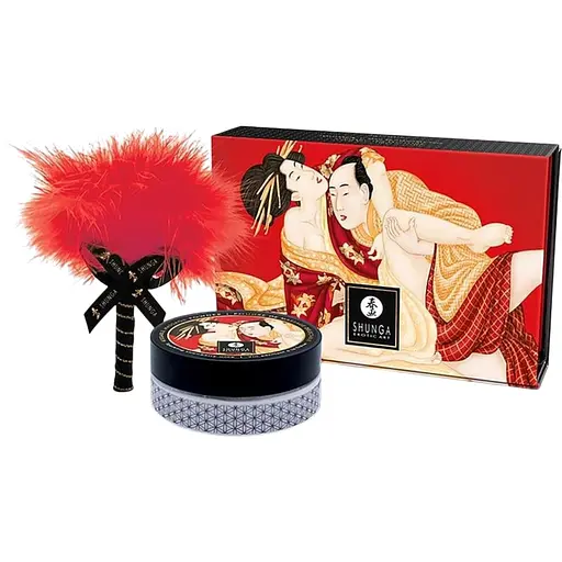 Подарунковий набір для масажу Shunga Kissable Massage Powder Sparkling Strawberry Wine, 2 шт