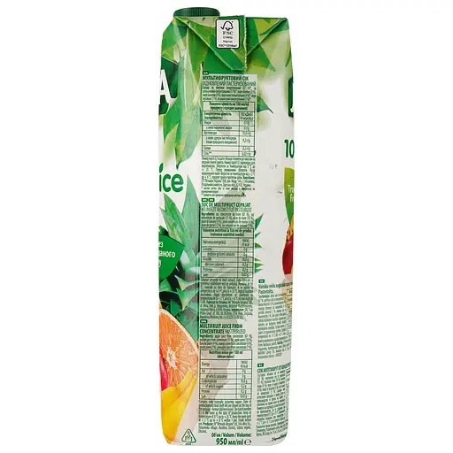 Упаковка сока Jaffa 100% Juice Тропические фрукты Мультифруктовый 11.4 л (950 мл х 12 шт.) - фото 3
