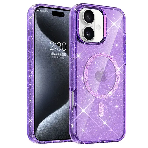 Чохол Epik TPU Eclipse Sparkle MagFit для Apple iPhone 16, 6.1 Purple
