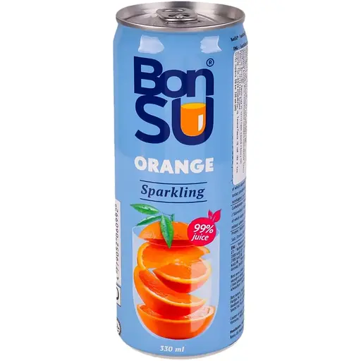 Напиток BonSU из сока апельсина 99% газированный 330 мл - фото 1
