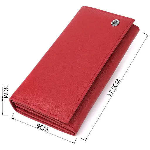 Яскравий вертикальний гаманець із натуральної шкіри ST Leather 17.5х9х3 см acs0029652 - фото 3