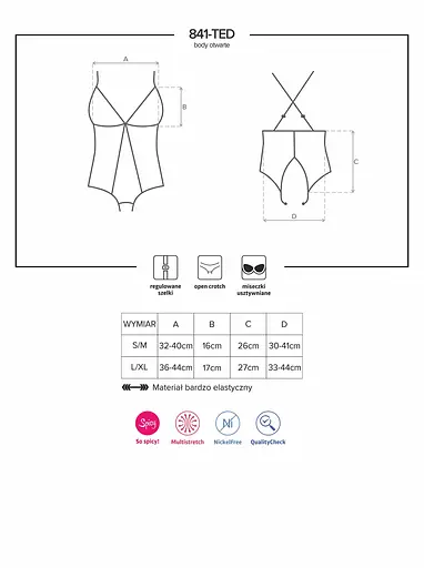 Боді Obsessive 841-TED-1 S/M чорний - фото 7
