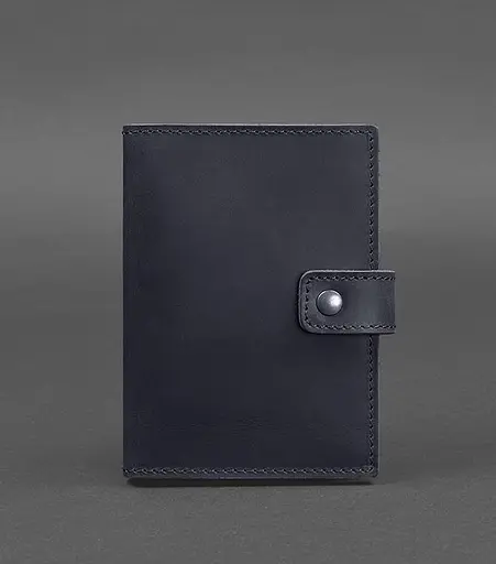 Кожаная обложка для паспорта 5.0 (с окошком) темно-синяя Crazy Horse - фото 1