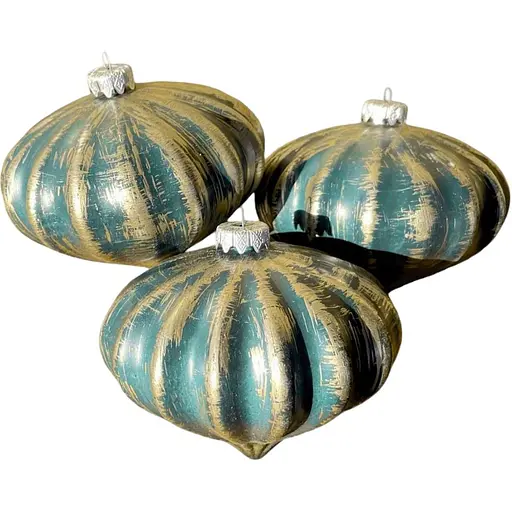 Набір ялинкових іграшок Dashuri Зефір 3 штуки по 12 см із золотою поталлю, смарагд 14190409