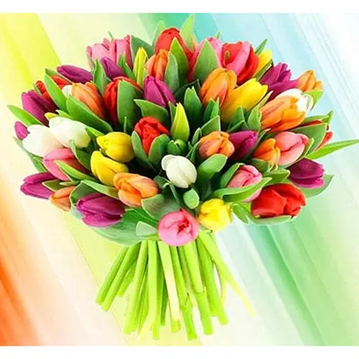 Алмазна мозаїка картини за номерами зі стразами на підрамнику "Барвистий букет" 30*30 см (ME21192) - фото 1