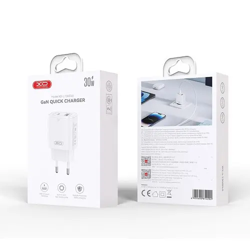 Мережевий зарядний пристрій XO L130 (EU) PD30W/QC18W (1USB-C+1USB-A) Fast charging Charger Білий - фото 4