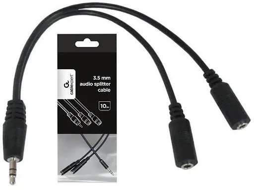 Перехідник адаптер Cablexpert CCA-415-0.1 м Mini-Jack 3.5 мм 2 x Mini-Jack 3.5 мм чорний - фото 2