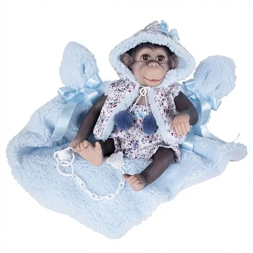 Лялька Munecas De Cuna Мавпочка з ковдрою блакитна 36 см (B36502)