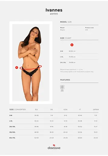 Жіночі трусики Obsessive Ivannes 2XL/3XL чорний - фото 10