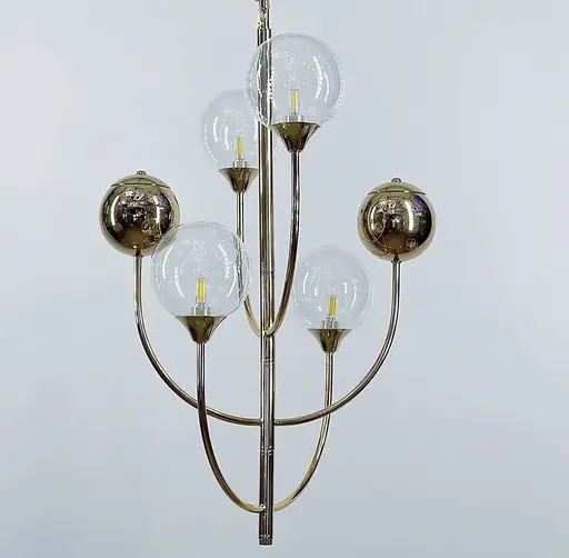 Люстра з скляними та металевими плафонами з дугоподібними ріжками Line.F CA 16-4 - фото 1