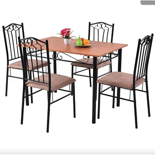 Комплект мебели Costway Sofi стол и 4 мягких стула бежевый - фото 3