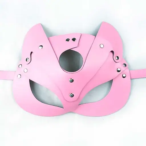 Маска кошки из экокожи для ролевых игр One Size розовая - фото 1