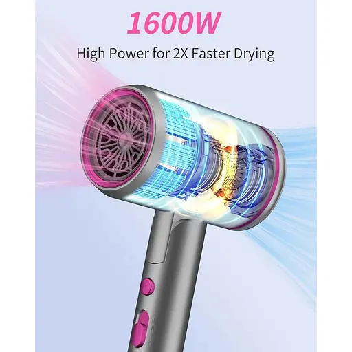 Портативний фен з іонізацією, з насадкою-дифузором, складана ручка 1600 Вт - фото 2