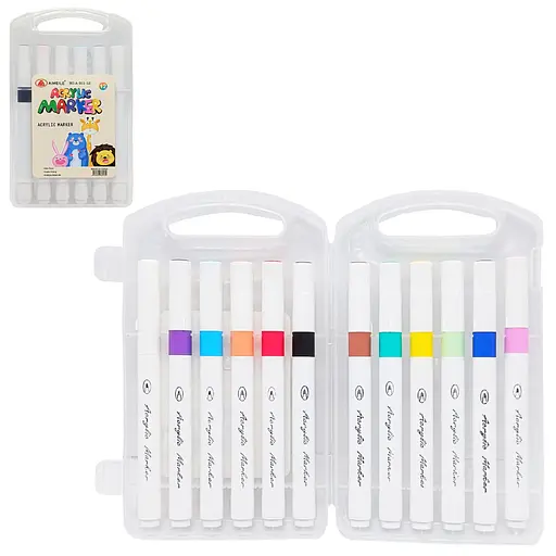 Набір акрилових маркерів Bambi A-911-12 у пластиковому боксі 12 кольорів - фото 3