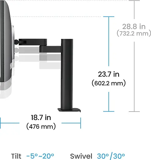 TFT 28.2" BenQ RD280UA, IPS, 3840x2560, 3:2, USB-C, HDMI, DP, HAS, ерго стійка, кол., металік-сірий - фото 15
