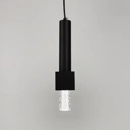 Геометричний підвіс у чорному корпусі із прозорим розсіювачем 30х6 см | Арт. AA 437/1 BK | Line F - фото 1