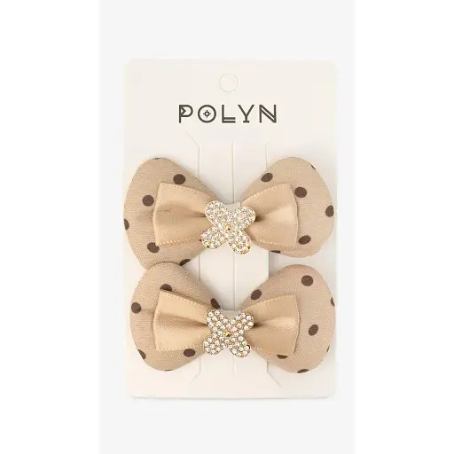 Заколки для девочки Polin 2 шт 4048A-1 Бежевый - фото 1