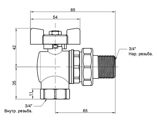 Кран кульовий Icma FAR. ROSSA 3/4" кутовий №361 (87361AE11) - фото 4