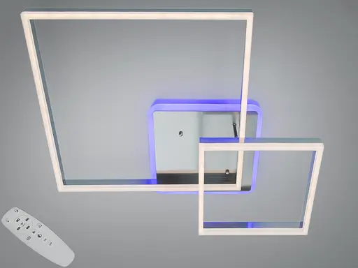 Стельова LED люстра хром мат 84 Вт пульт 14 м² - фото 1