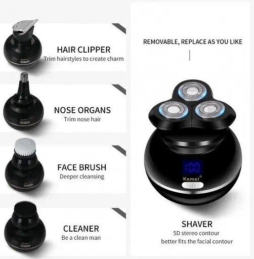 Електробритва Kemei Km-1109 (сухе та вологе гоління) - фото 4