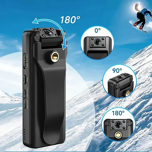 Мини камера - нагрудный видеорегистратор с поворотным объективом, экраном и диктофоном Nectronix A22 (100834) - фото 3