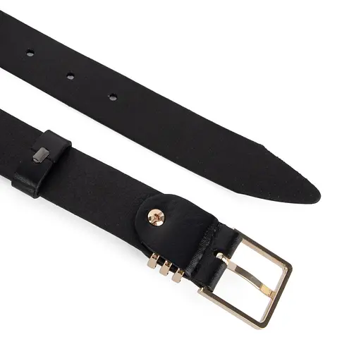 Ремінь жіночий шкіряний JK-3063 чорний із золотою пряжкою (110 см) - фото 4