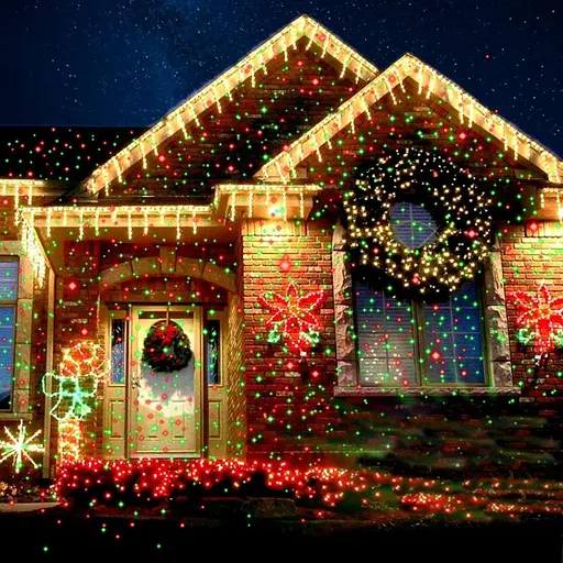 Вуличний лазерний прожектор проектор Waterproof Зоряне небо з пультом (Червоний і зелений кольори) - фото 7