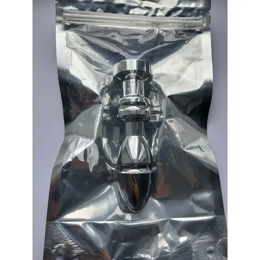 Фігурна анальна пробка з кристалом SKN-MS118 (довжина 12 см, діаметр 3.5 см, Вага 155 гр.), Срібний / Чорний - фото 2