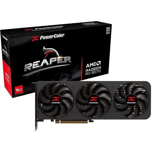 Відеокарта Radeon RX 9070, PowerColor, Reaper, 16Gb GDDR6, 256-bit, HDMI/3xDP, 2520/20000 MHz, 2x8-pin (RX 9070 16G-A) - фото 1