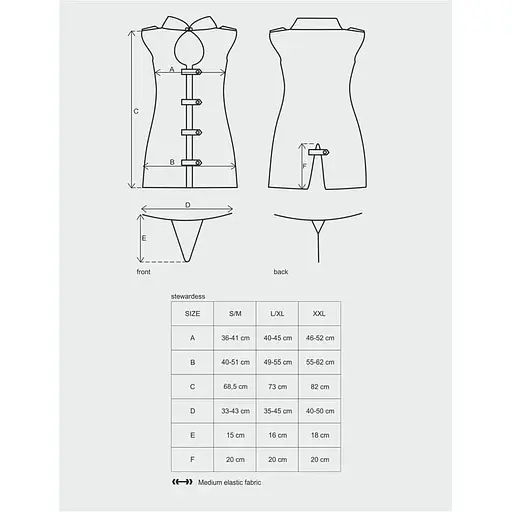Еротичний костюм стюардеси Obsessive Stewardess 3 pcs costume grey L/XL - фото 7