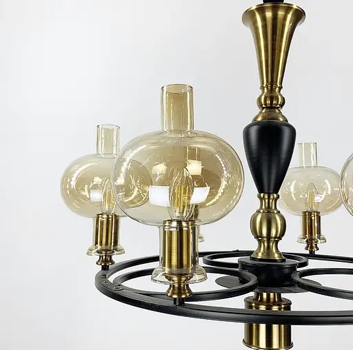 Класична підвісна люстра з янтарними плафонами Line.F Кількість ламп 5 - фото 6