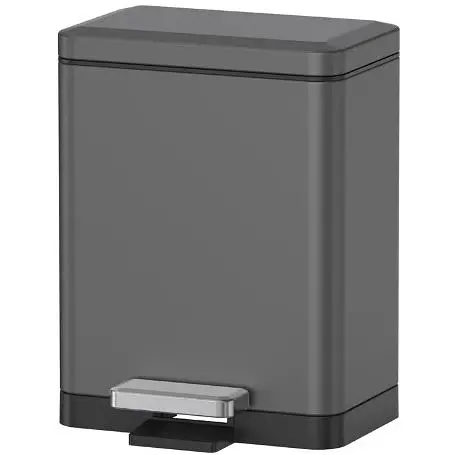 Відро для сміття Koer TC-010306-07 з плавним закриттям прямокутне 6 л графіт (KR5602)  - фото 1