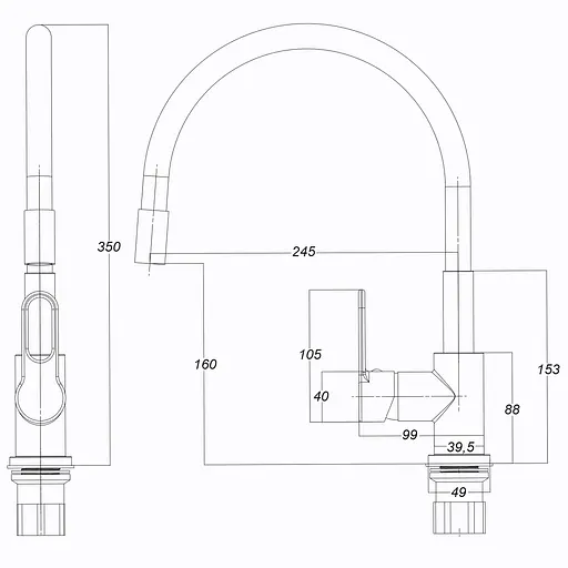 Змішувач для кухні Globus Lux Dolly GLD-0203LR-BL чорний одноважільний для мийки та приготування їжі - фото 6