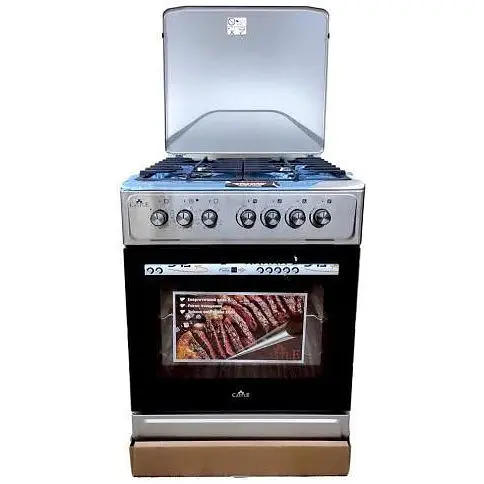 Плита комбінована Castle CPG-60X, Steel, варильна поверхня з духовкою, поворотні перемикачі, 4 газові конфорки, електрична - фото 1