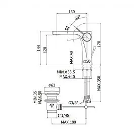 Смеситель для раковины Paffoni Rock с донным клапаном chrome RO075CR, Хром - фото 2