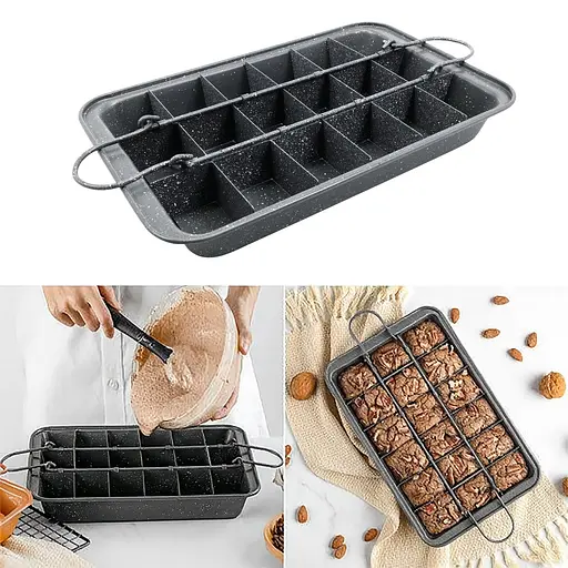 Форма для випікання брауні з антипригарним покриттям 31,5×20×4 см, з роздільниками, A-plus Чорний 87545 - фото 1