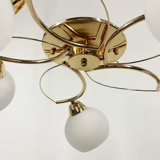 Золота люстра на 5 білих плафонів | Арт. 91061/5 GD | Line F - фото 3